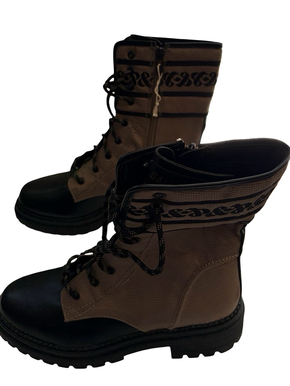 Stella Embroidered combat boots